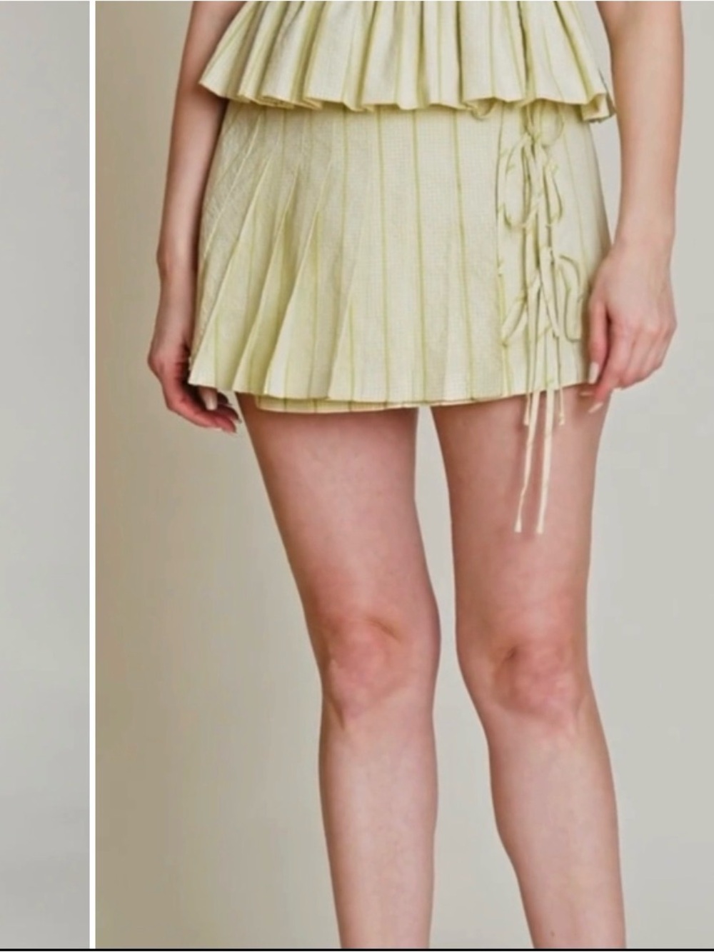 Avec Les Filles Pleated Lace-Up Mini Skirt